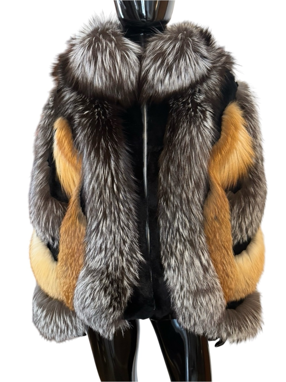 Golden silver black for fur coat jacket